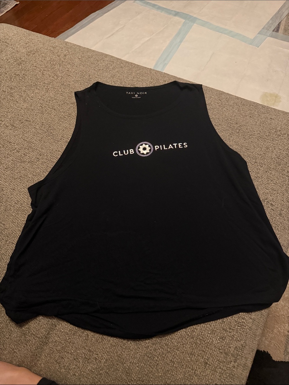 Like New Women’s Tavi Noir Super Soft Black Club Pilates Logo Tank